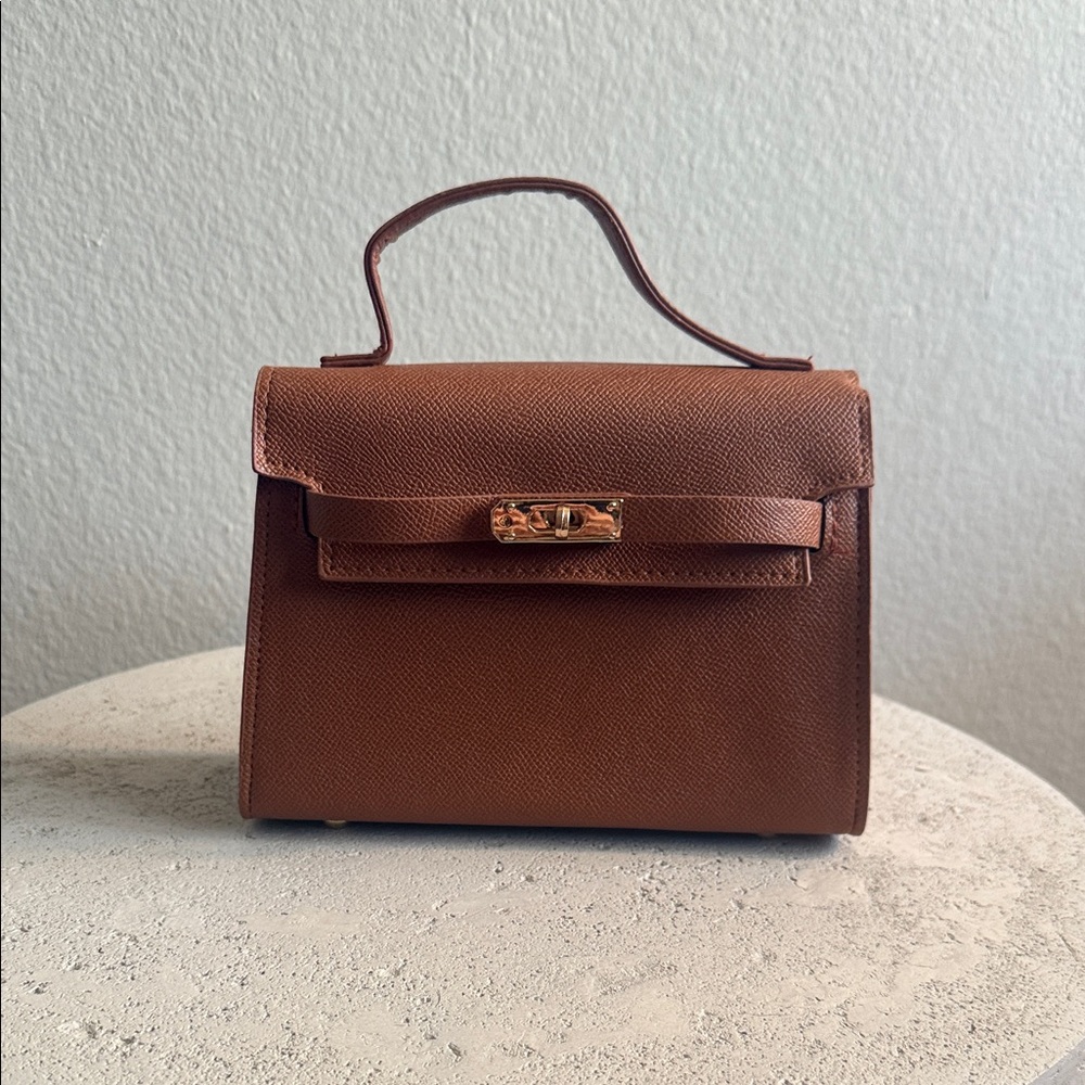 Classic Structured Brown Mini Top-Handle Bag
